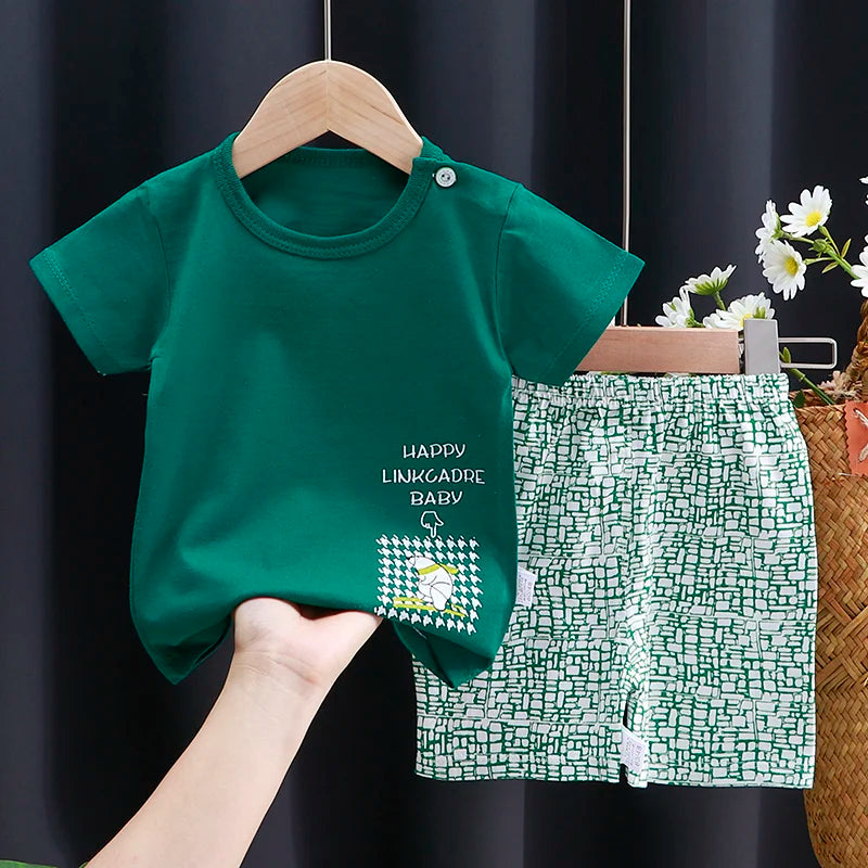 Kids T-Shirt & Shorts Set – Cotton Cartoon Summer Outfit for Boys & Girls