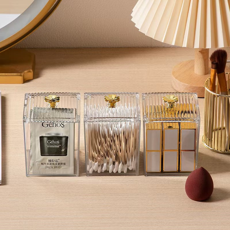 Cotton Pad & Swab Storage Box – Dustproof Vanity Organiser