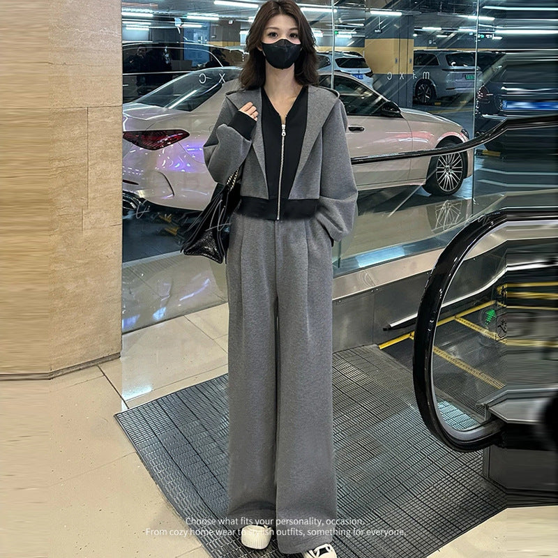 Women's Casual Lounge Set – Hoodie & Wide-Leg Trousers Two-Piece