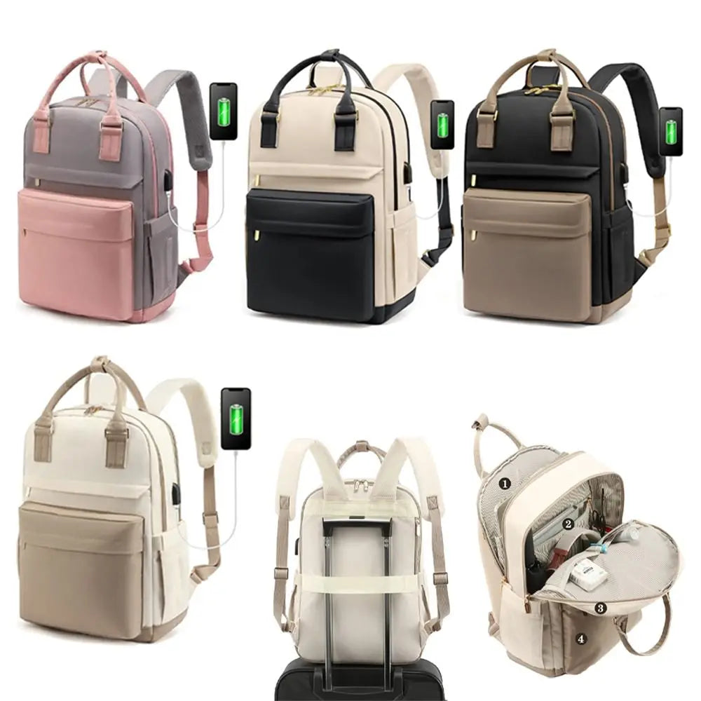 Travel Laptop Backpack – USB Port Multi-Pocket Nylon Rucksack