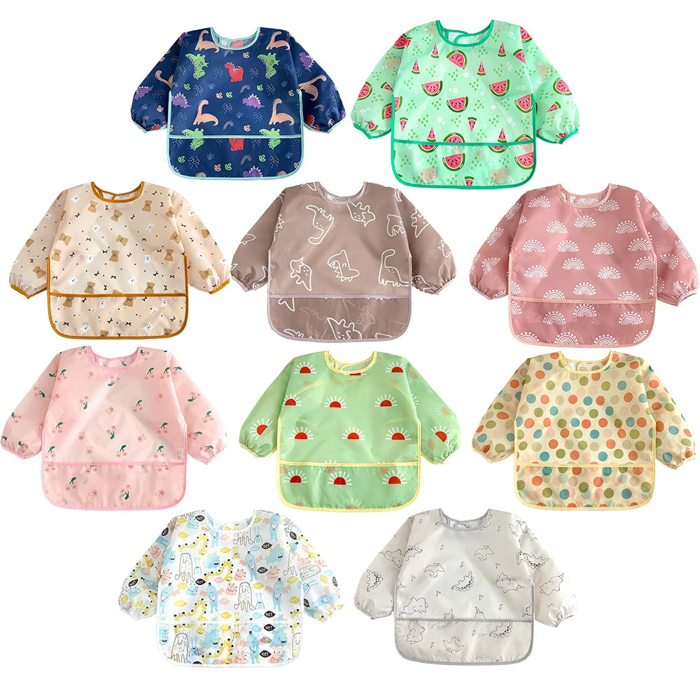 Waterproof Full-Sleeve Baby Bib – Long Sleeve Feeding Apron