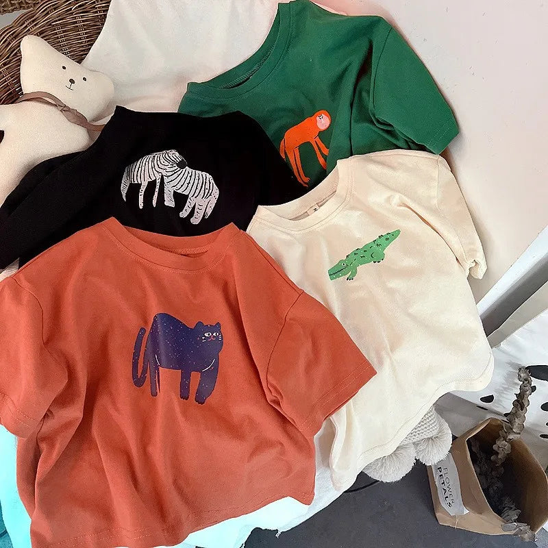Baby & Kids Animal Print T-Shirt – Loose Cotton Summer Tee