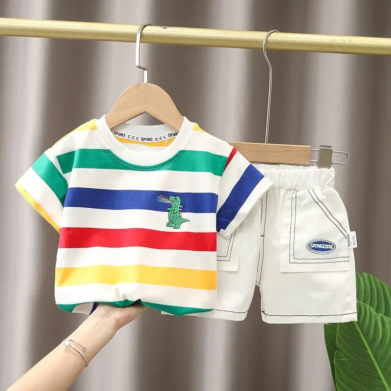 Boys T-Shirt & Shorts Set – Cotton Short-Sleeve Summer Suit