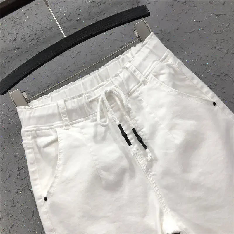 Women's White Jeans – Loose Casual Harem Denim