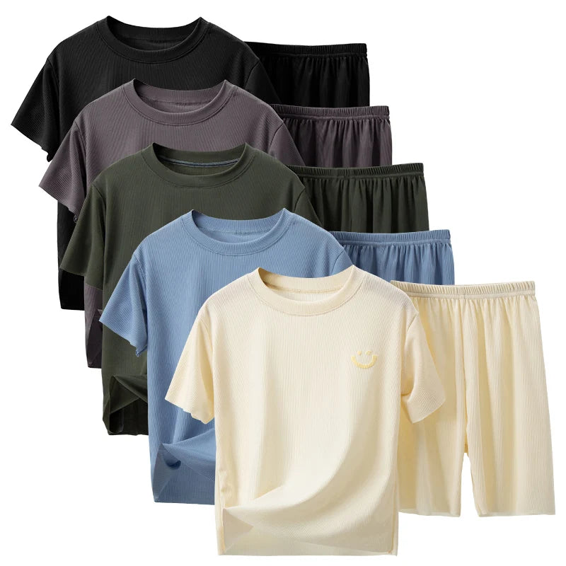 Kids Ice-Silk Summer Set – Cool Short-Sleeve Tee & Shorts Loungewear