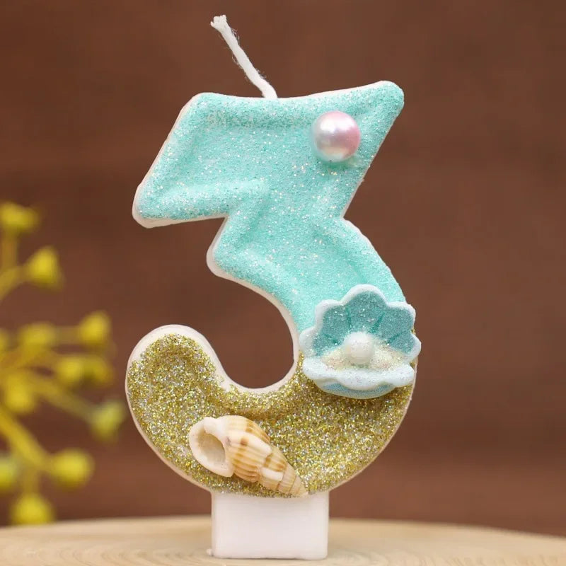 Digital Birthday Candles Beach Ocean Birthday Cake Party Decorative Candles Yearly