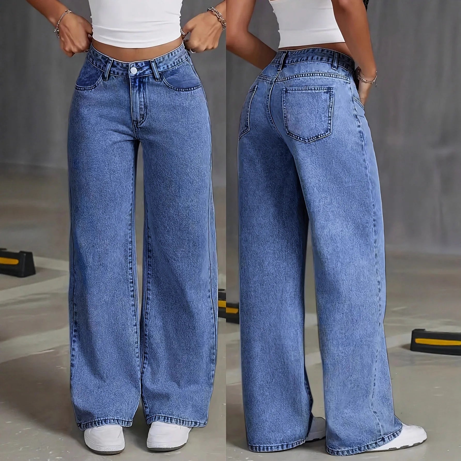 Women's High-Waist Wide-Leg Jeans – Loose Straight Fit (S–5XL)
