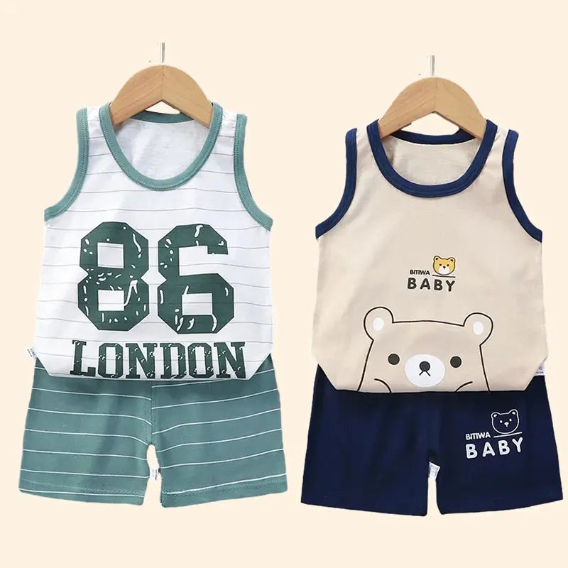 Kids Cotton Vest Set – Tank Top & Shorts Summer Outfit