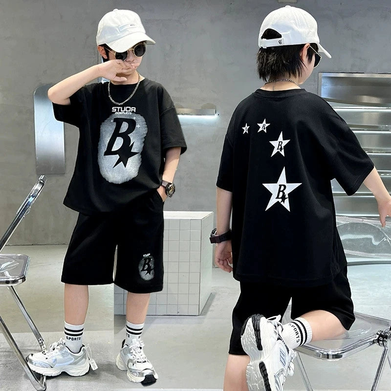 Teen Boys T-Shirt & Shorts Set – Cotton Summer Tracksuit (4–14 Years)
