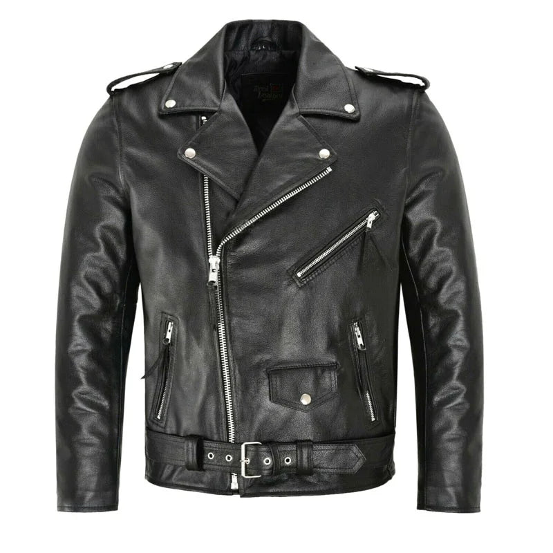 Men's Punk PU Jacket – Diagonal Zip Stand Collar Biker