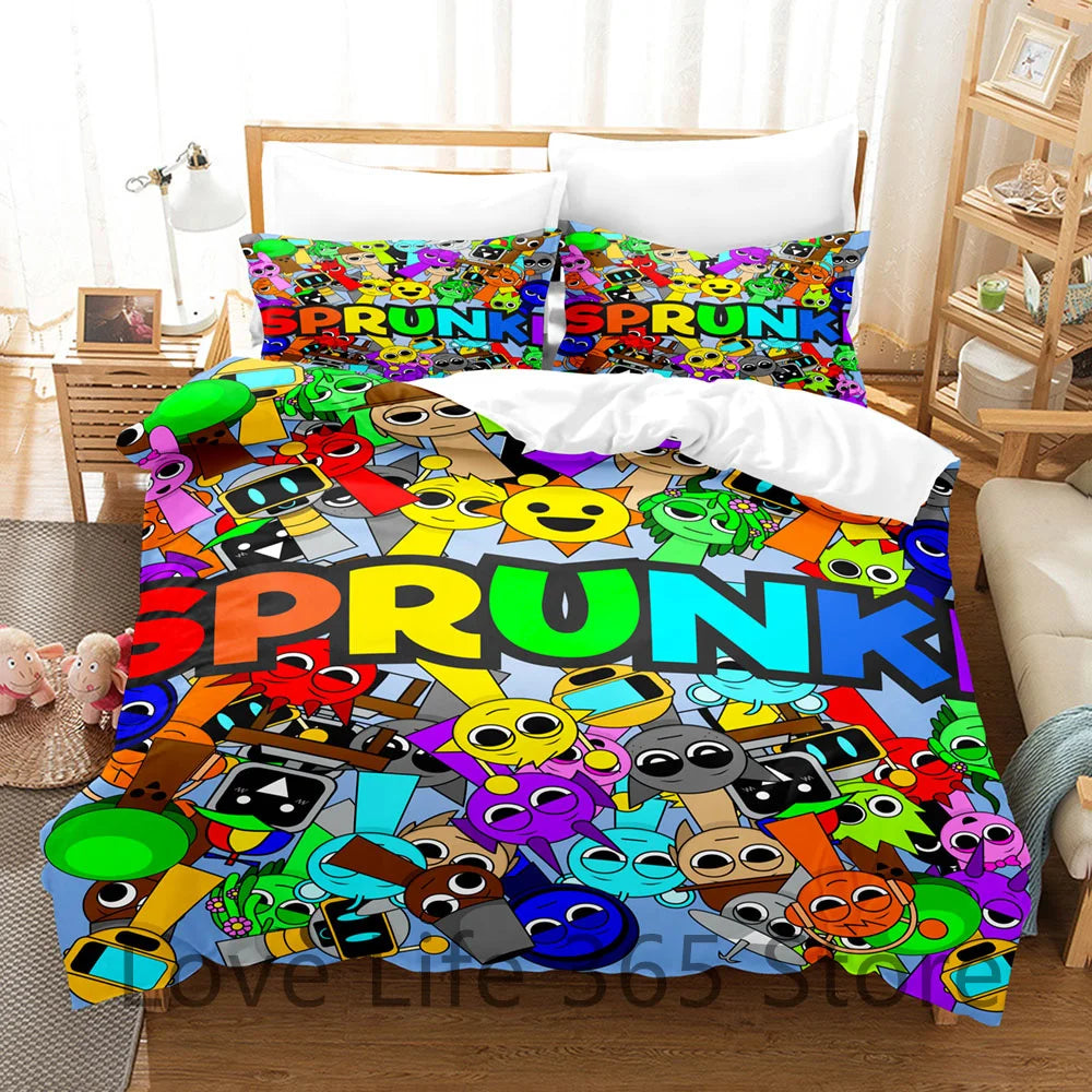 Game Sprunki Bedding Sets For Kids Boys Girls New 3d Printed Bed Cover Comforter Duvet Cover Pillow Case Bedroom Decoration