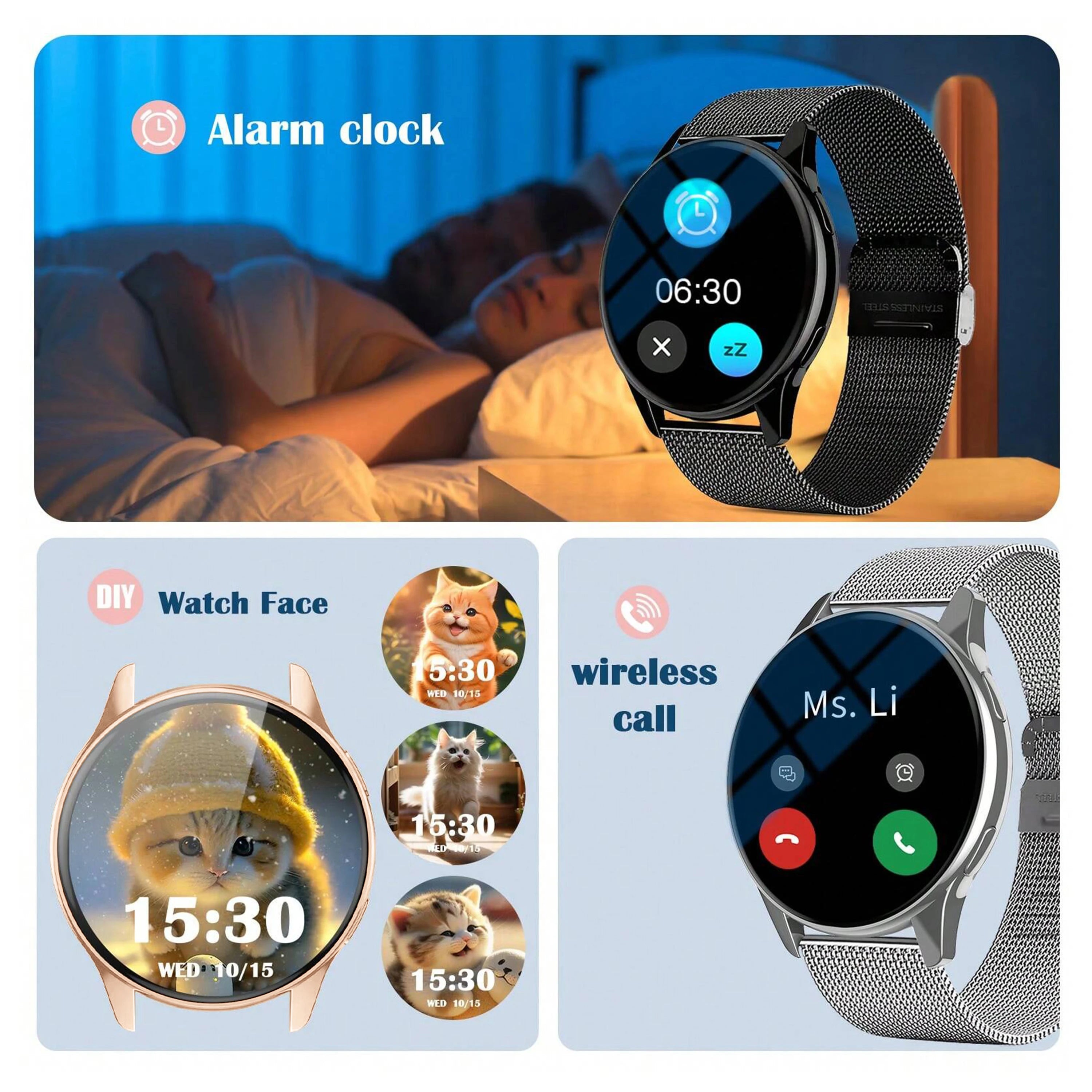 Wireless Call Smartwatch – Health & Message Alerts (Android/iOS)