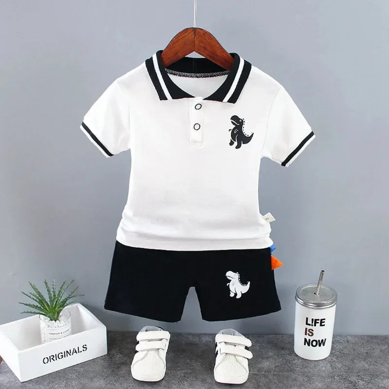 Baby Boys Cartoon T-Shirt & Shorts Set – Casual Summer Two-Piece