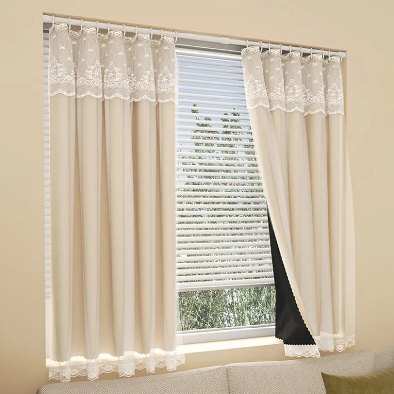 1/2pcs Double Layer Curtains Gauze Window Curtain Blackout Curtain Decorative Living Room Bedroom Curtain Cortinas Para Ventanas