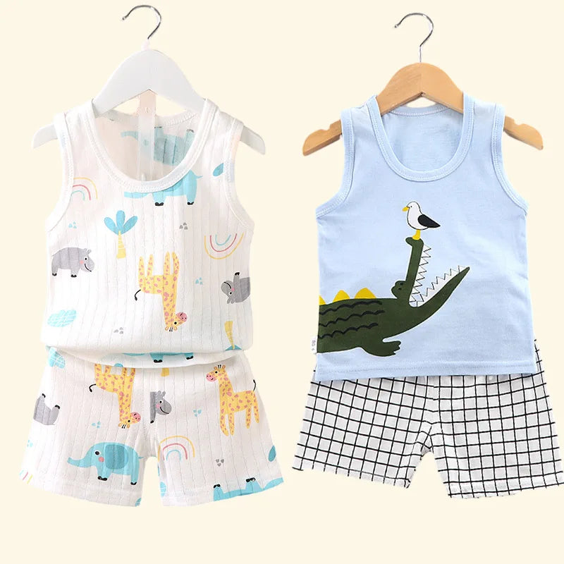 Kids Print Vest & Shorts Set – Breathable Summer Two-Piece