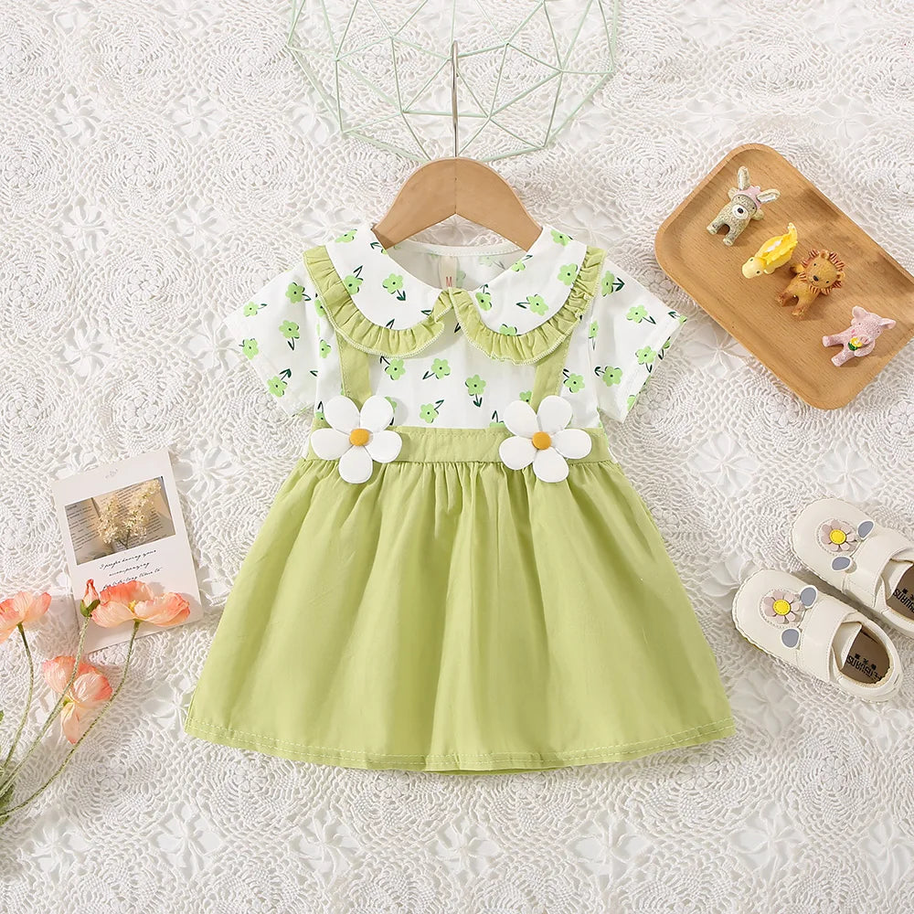 Girls Flower Strap Princess Summer Dress