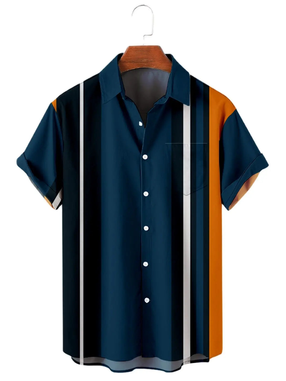 Men's Hawaiian Shirt – Colourful Striped Summer Shirt (up to 5XL)