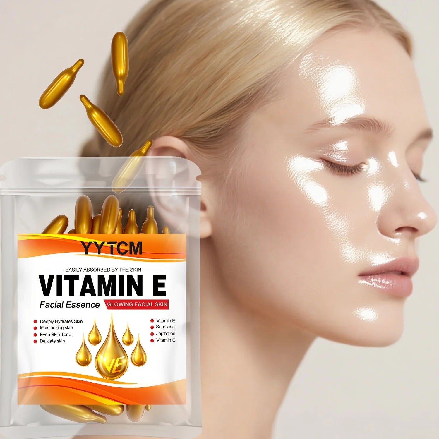Vitamin E Moisture Capsules 30pc – Squalane & Vitamin C Face Serum