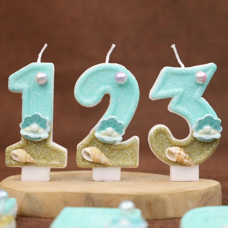 Digital Birthday Candles Beach Ocean Birthday Cake Party Decorative Candles Yearly