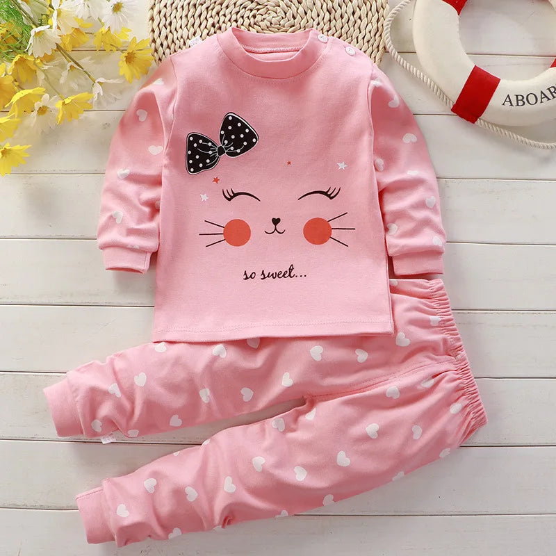 Kids Long-Sleeve Pyjama Set – Cosy Top & Bottoms for Autumn