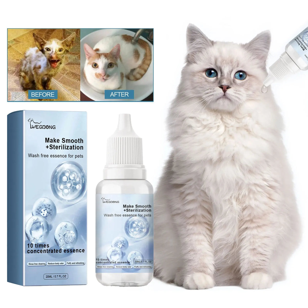 Pet Wash Free Essence Dog Body Wash Hair Softening Removing Dirts Mites Deodorizing Reduce Itching Moisturizing Puppy Shampoo
