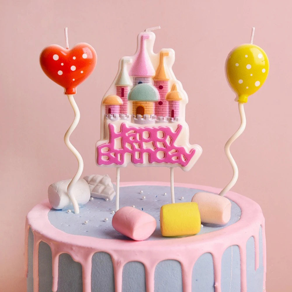 Birthday Cake Candle Dessert Baking Party Cartoon Creative Castle Balloon Cake Romantic Decoration Suitable for Birthday Parties