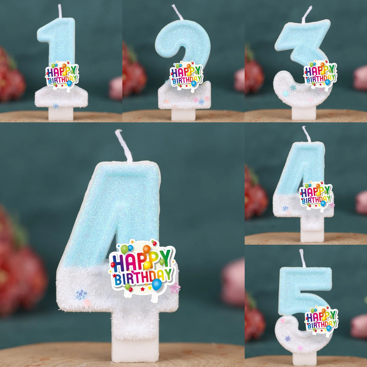 Happy Birthday Cake Topper Decorated Digital Colorful Candle Children's Delicate 0-9 Number Candle Party Decor Gift Boy Girl
