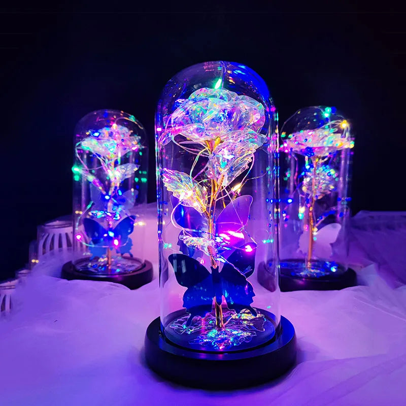 Rose in Glass Dome Gift Set – Pink Everlasting Flower Box