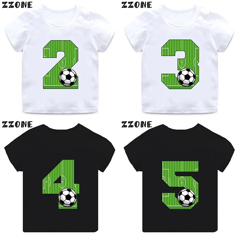 Kids Football Birthday Number T-Shirt – Fun Soccer Print Tee (1–9 Years)