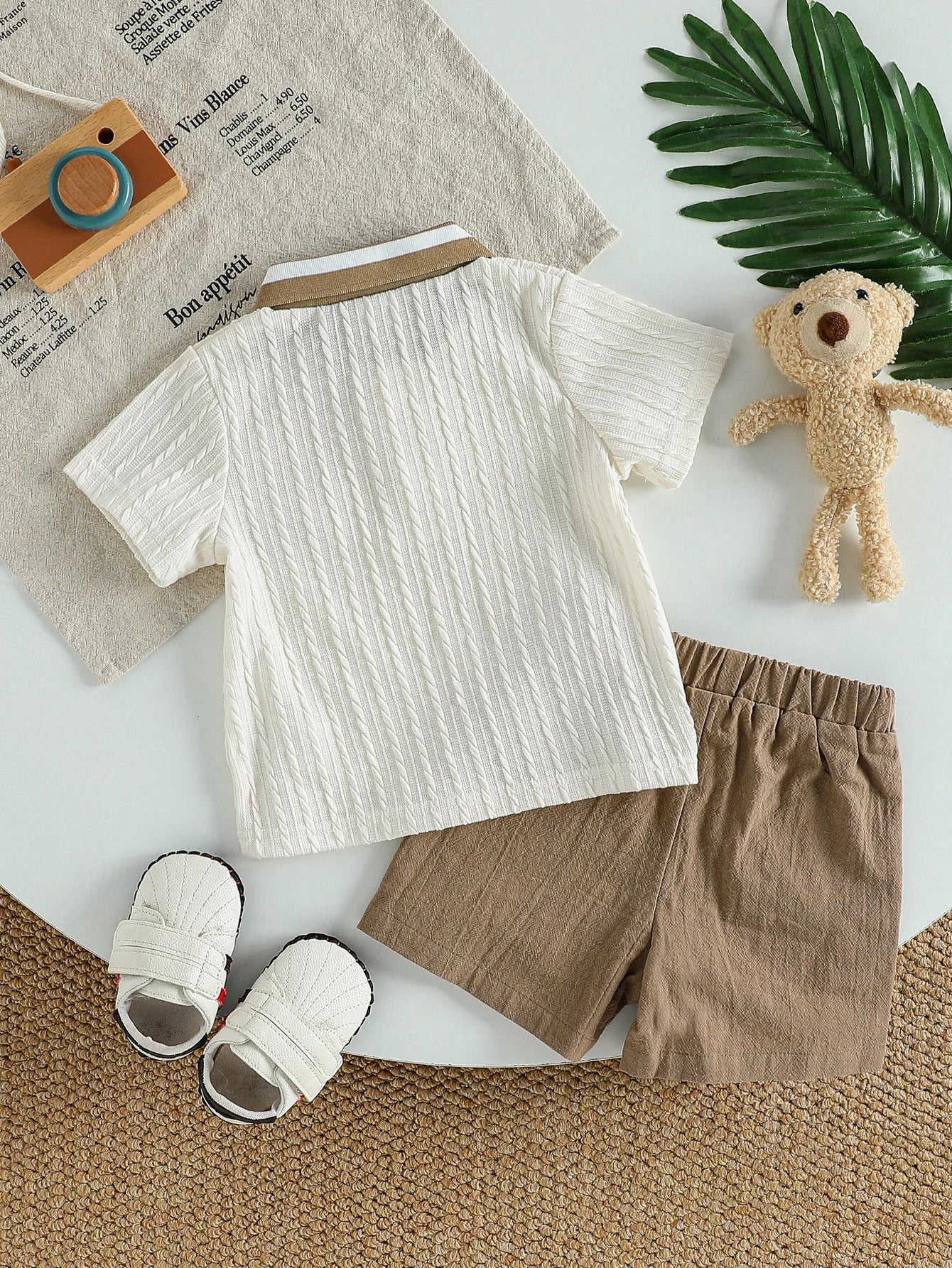 Toddler Boys Bear Collar T-Shirt & Shorts Set – Summer Outfit (1–3 Years)