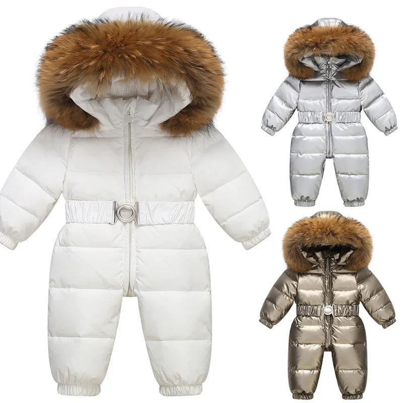Girls Waterproof Hooded Down Snowsuit