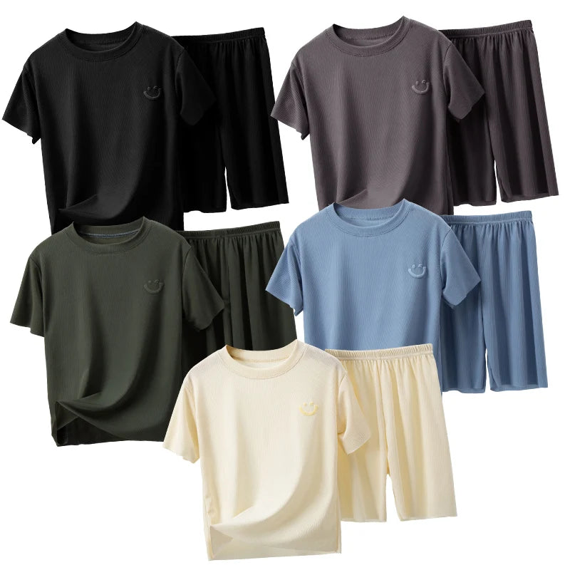 Kids Ice-Silk Summer Set – Cool Short-Sleeve Tee & Shorts Loungewear