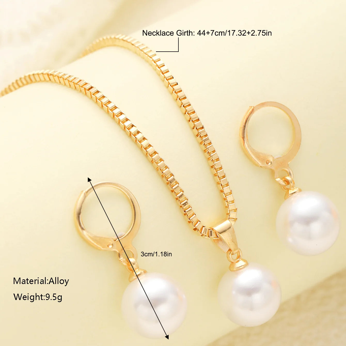 Dainty Pearl Jewellery Set – Dangle Earrings & Pendant Necklace