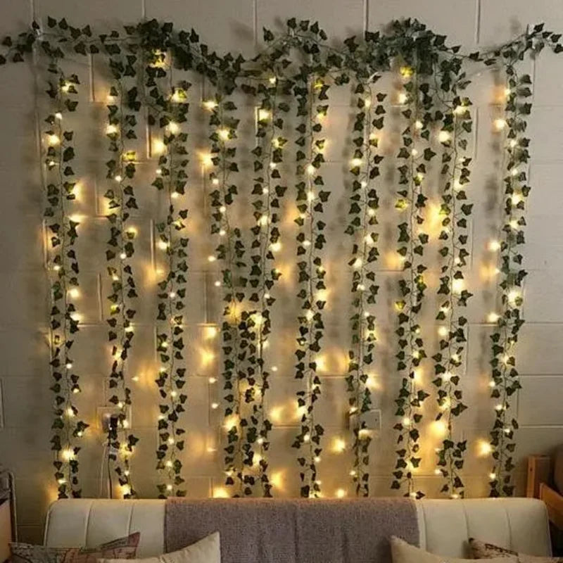 1 Pack Realistic Greenery Vines with 20 LED String Lights Indoor Outdoor Decor for New Year Wall Home Room Office Birthday Party