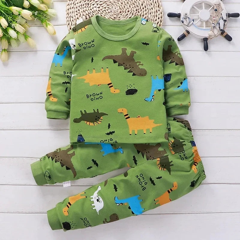 Kids Cotton Pyjama Set – Warm Long-Sleeve Autumn & Winter Sleepwear