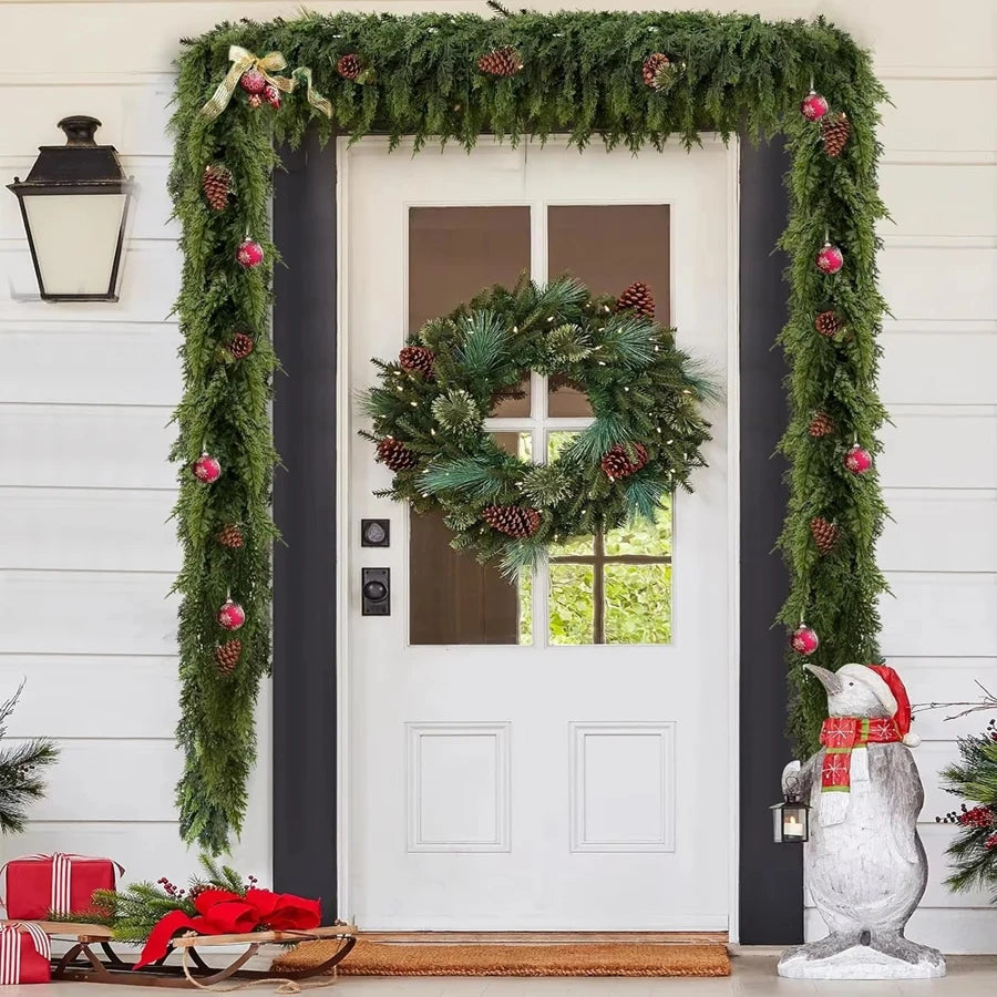 9ft 270cm Christmas Garland Artificial Pine Door Wall Festive Decoration