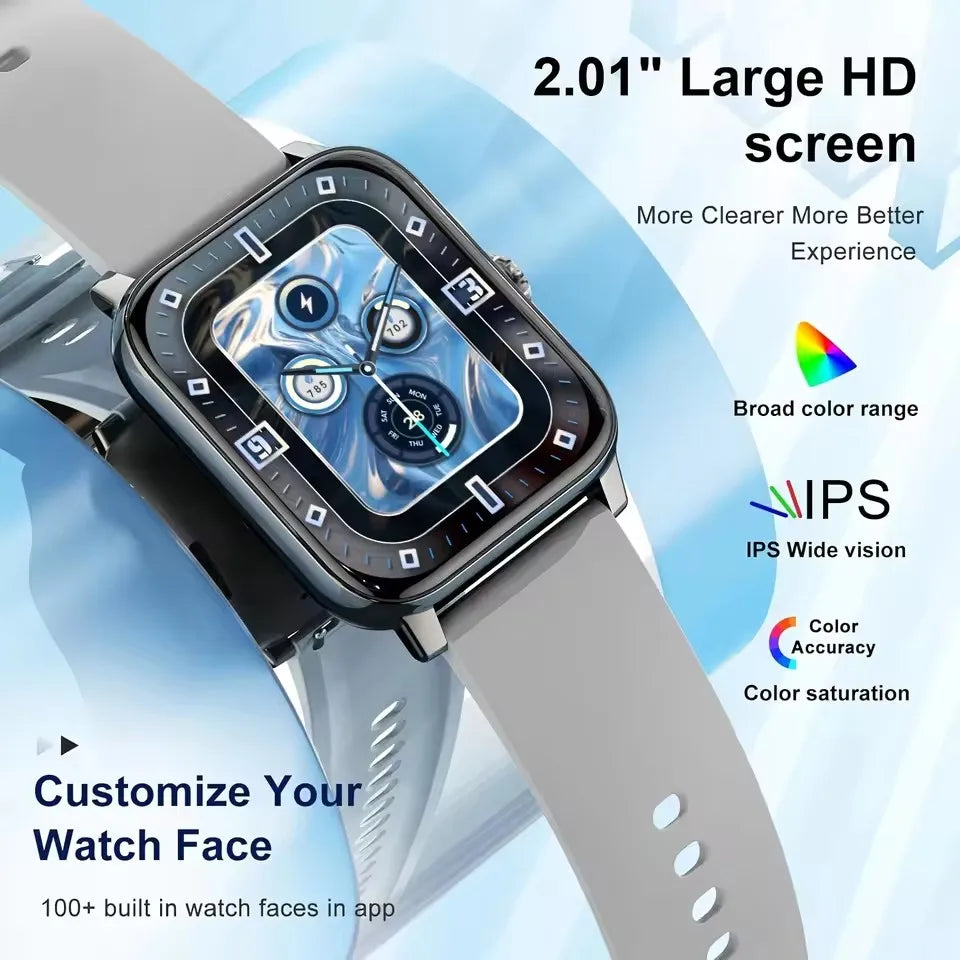 HD Smartwatch 2.01" – Calls, Messages & Sports Modes
