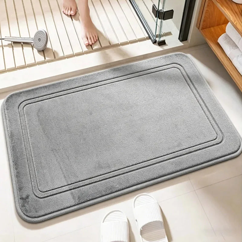 Grey Bathroom Rug, Super Soft, Quick Dry & High Water Absorption, Non-slip Shower Foot Pad, Home Bathroom Decor Mat