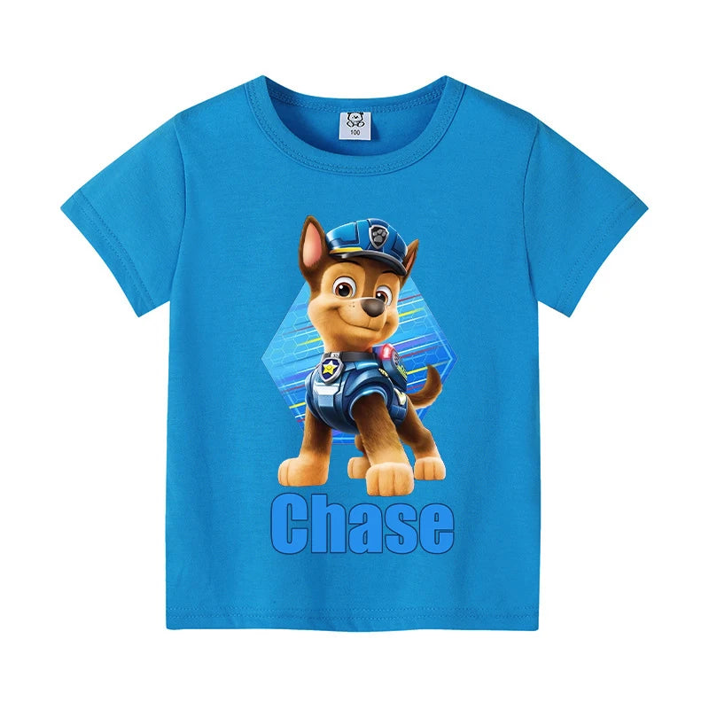 New Paw Patrol Kids T-shirts Kawaii Cartoon Character Printed T-shirts Cute Boys Girls Casuals Tops Summer Children Clothing
