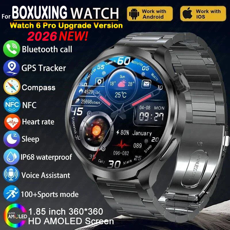 BOXUXING Sports Smartwatch 1.85" – GPS Track, NFC & Calls