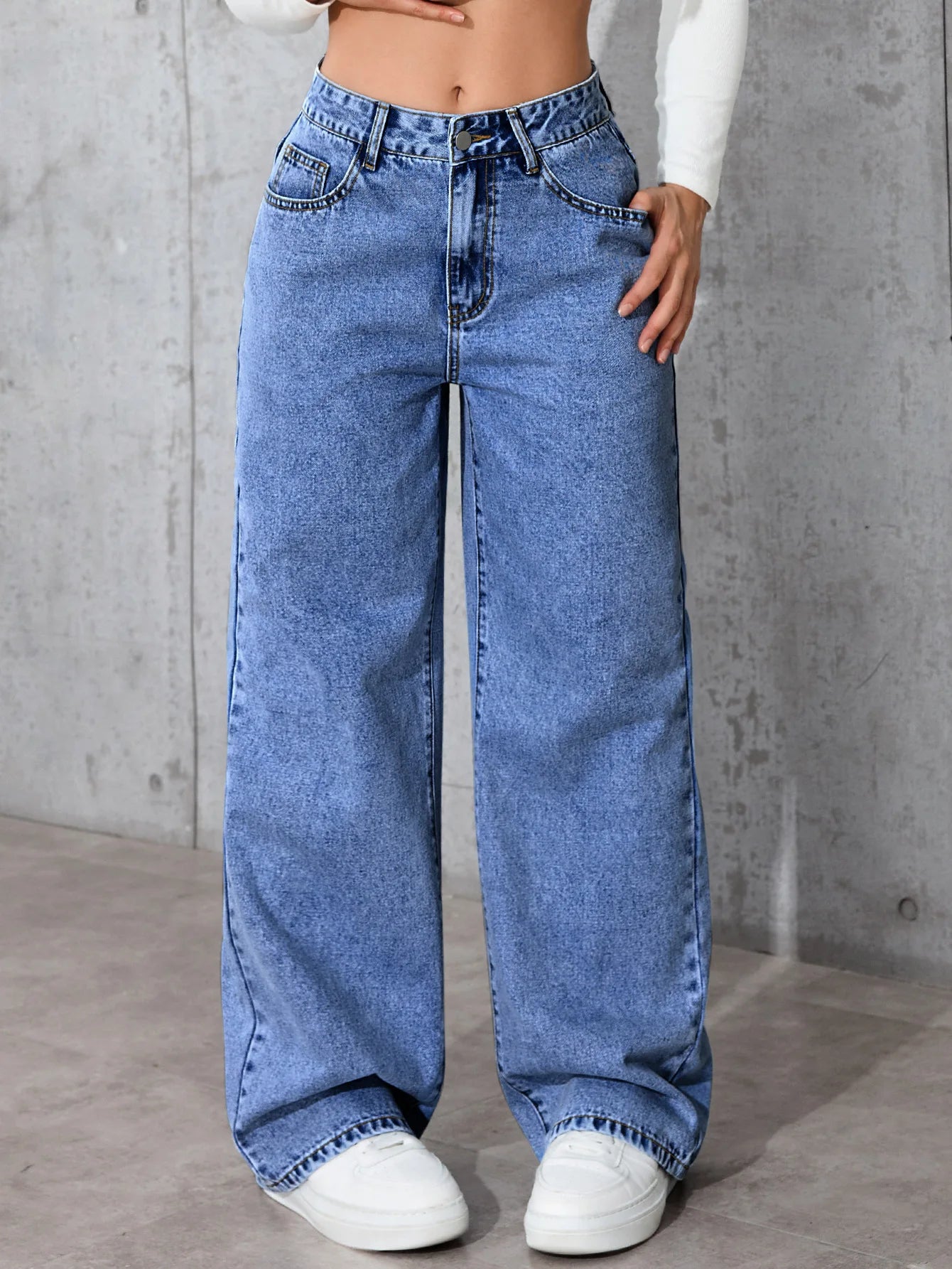 Women's High-Waist Wide-Leg Jeans – Loose Straight Fit (S–5XL)