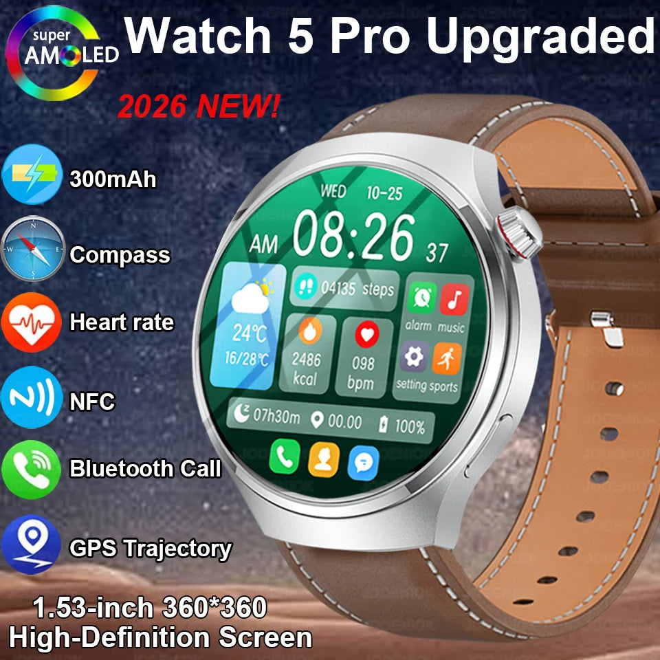 GPS NFC Smartwatch – 360×360 AMOLED with Bluetooth Calls