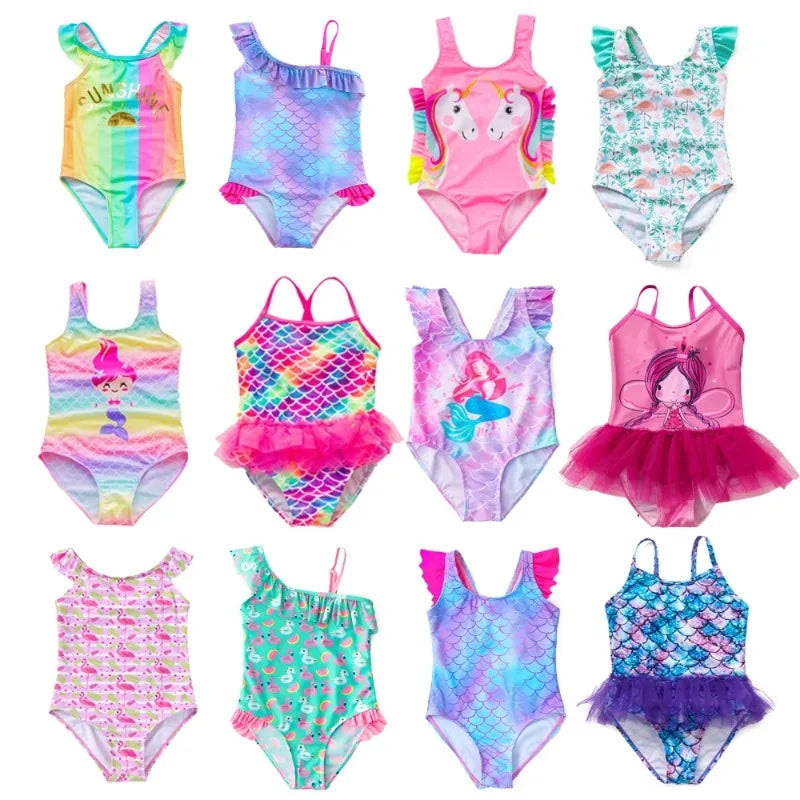 Girls Mermaid & Unicorn One-Piece Swimsuit