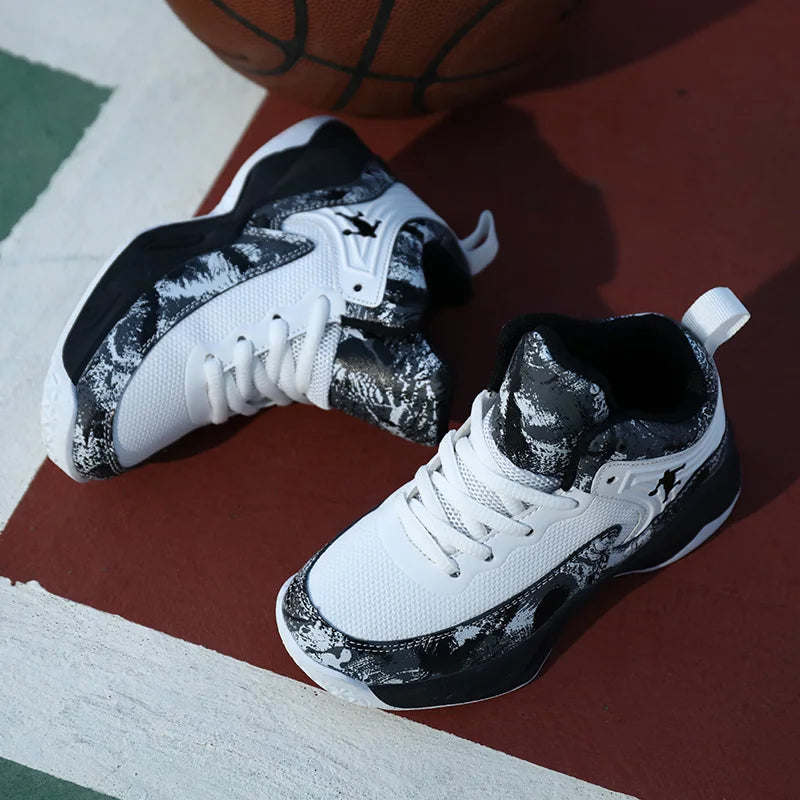 Kids Basketball Trainers – Thick-Sole Non-Slip Sports Shoes