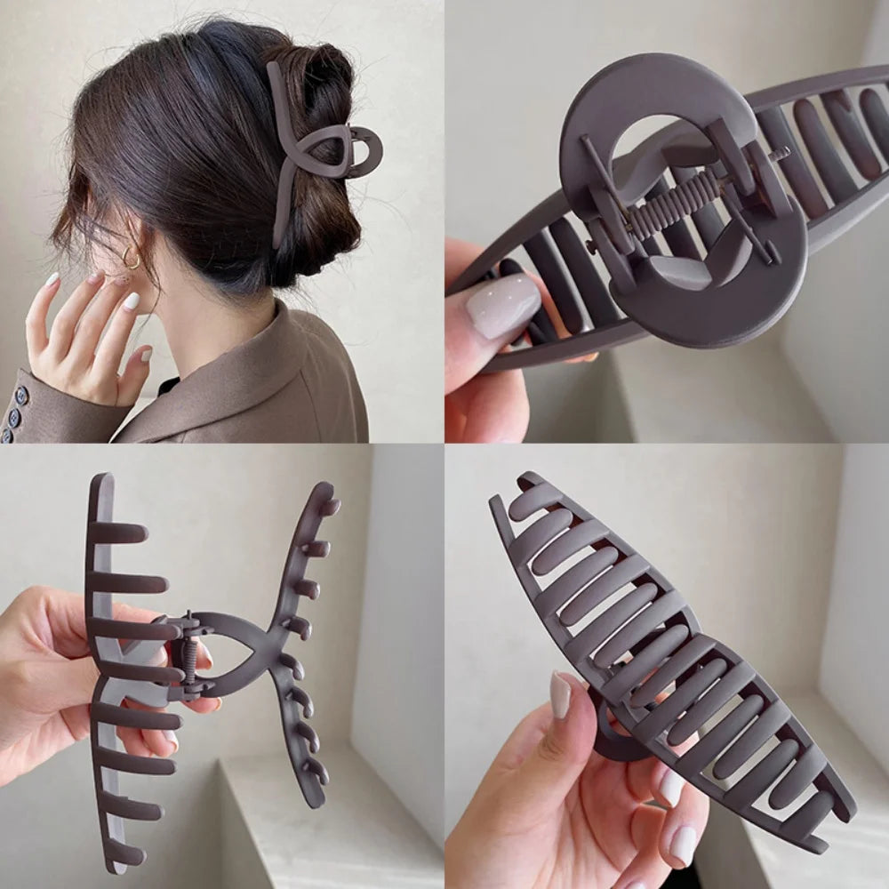 Cross Matte Hair Claw Clips – Large Korean-Style Crab Clips (2/4 Pack)