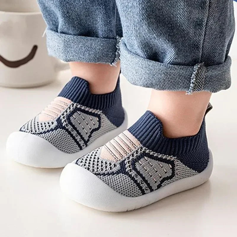 Baby Anti-Slip Sock Shoes – Rubber-Sole Mesh Crib Shoes