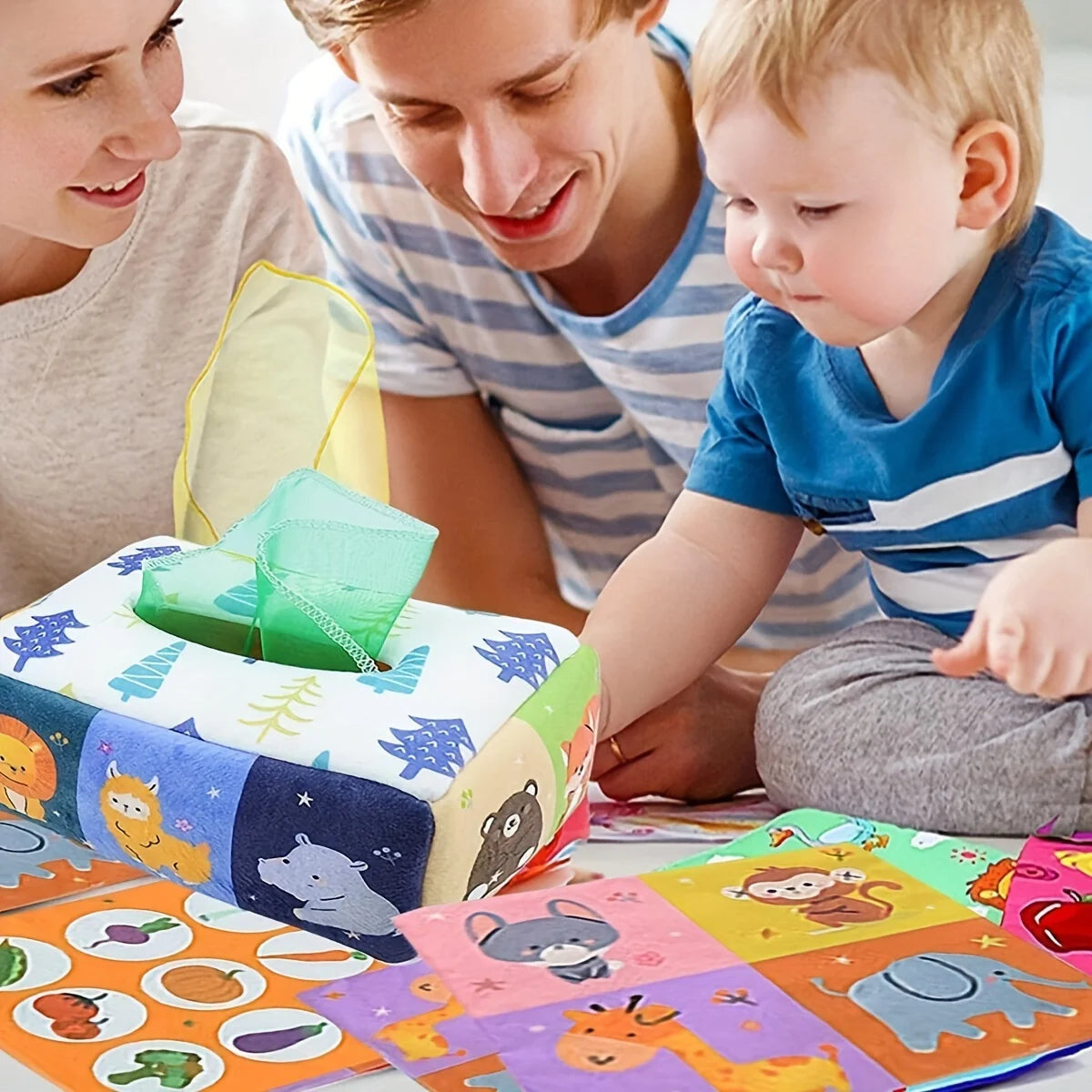 Montessori Magic Tissue Box – Baby Sensory Pull Toy