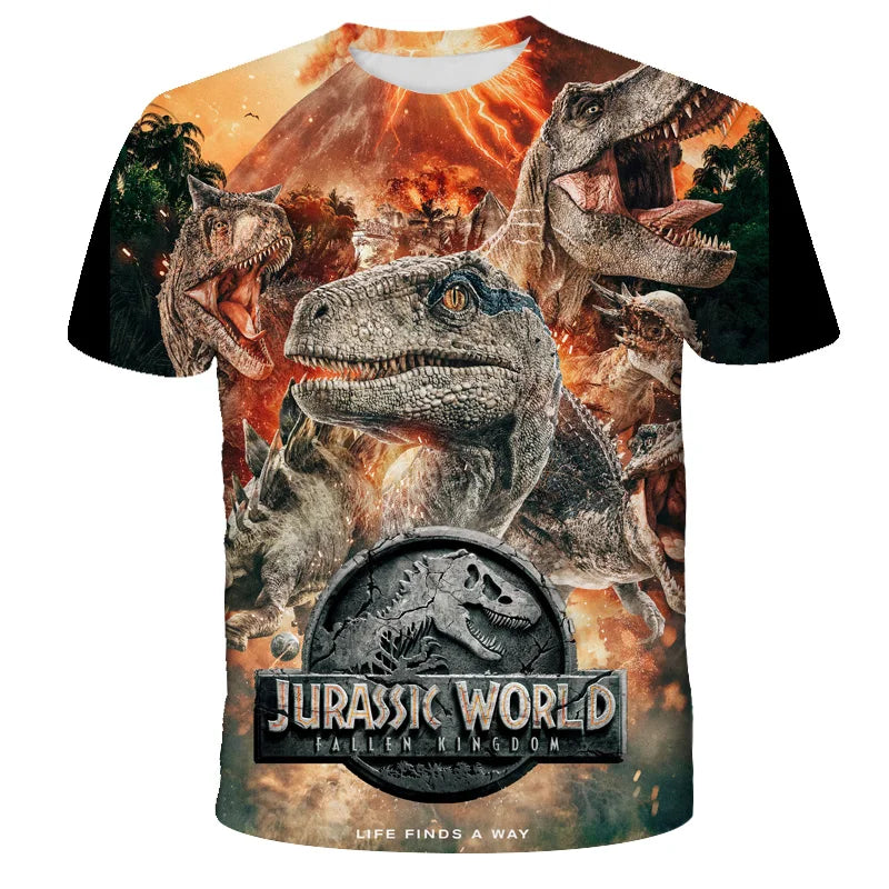 Kids 3D Animal Print T-Shirt – Dinosaur & Shark Summer Tee