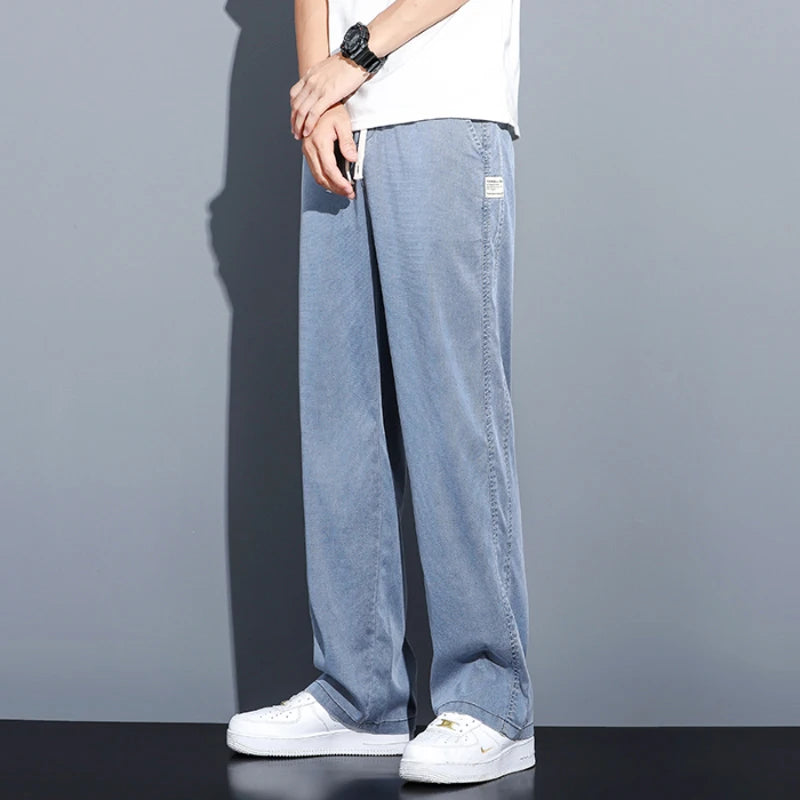 Men's Lightweight Summer Jeans – Drawstring Loose Fit (M–5XL)