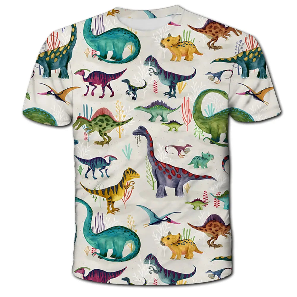 Kids Dino Print T-Shirt – Casual Cotton Summer Top (3–14 Years)